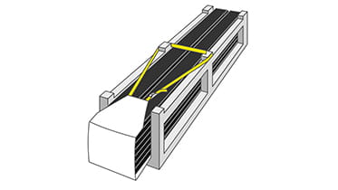 insulbar insulating profiles loaded in stillages have additional protection against damage by way of a securing tarpaulin.