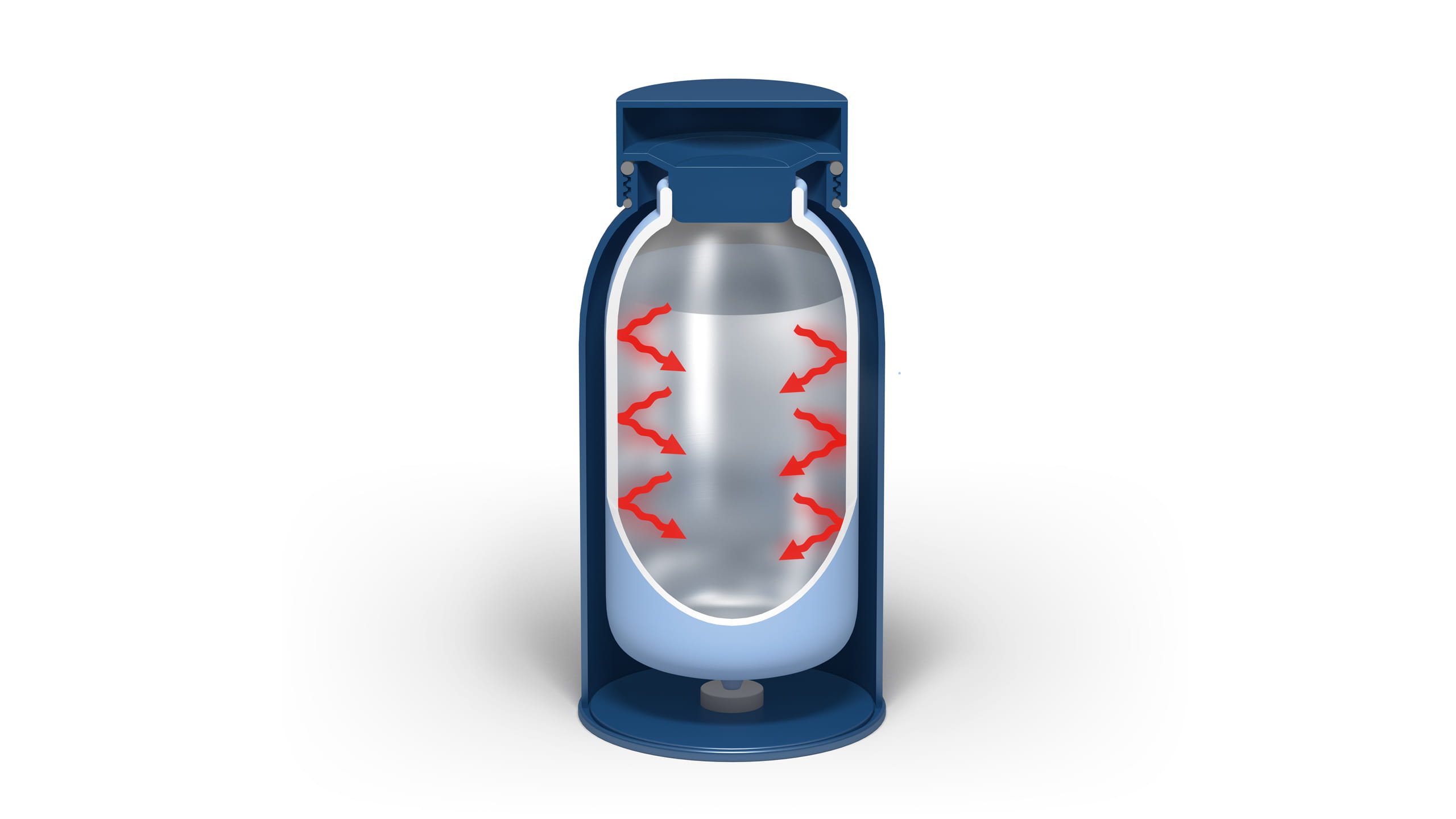 example of the heat radiation principle in the thermal separation of metal profiles for windows and façades: a Thermos flask.