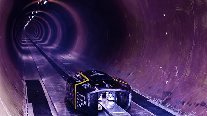 Vehicle capsule travels through a tube