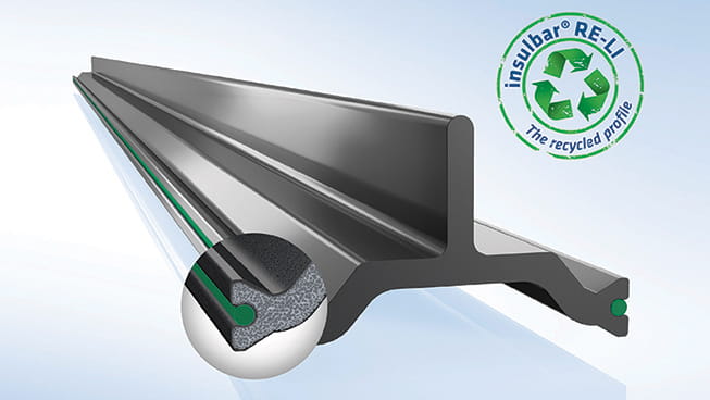 The insulbar RE-LI insulating profile consists of foamed, unmixed recycled polyamide for energy-efficiency which conserves resources