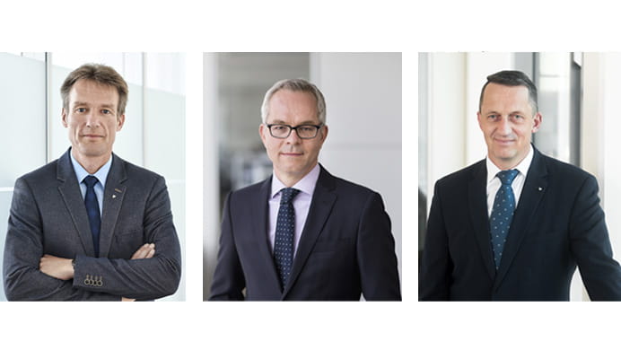 Die Ensinger Geschäftsführer Ralph Pernizsak, Dr. Roland Reber und Dr. Oliver Frey.