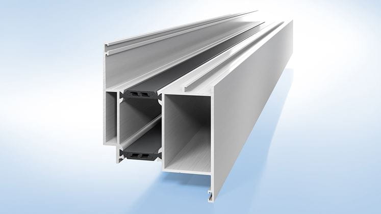 Door profile with shear-free polyamide bar