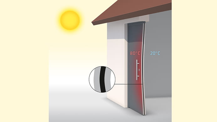 Door with conventional insulating bar